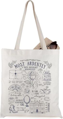 WCGXKO Most Ardently Tote Bag Jane Literature Gift Bookish Gift Mr. Darcy Inspired Bookish Merch in Saudi Arabia