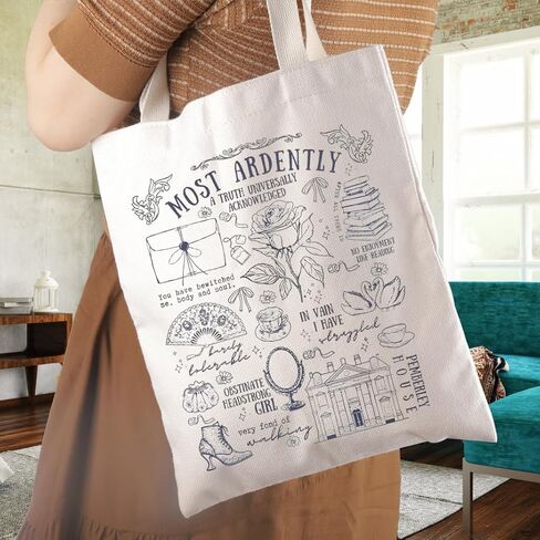 WCGXKO Most Ardently Tote Bag Jane Literature Gift Bookish Gift Mr. Darcy Inspired Bookish Merch in Saudi Arabia