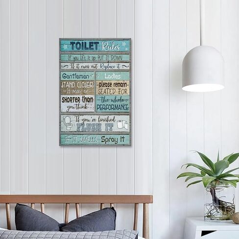 1PC Toilet Rules Canvas Art, Wall Decor for Living Room & Bedroom, 30 * 45cm/12 * 18inches Unframed in Saudi Arabia