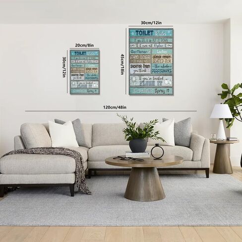 1PC Toilet Rules Canvas Art, Wall Decor for Living Room & Bedroom, 30 * 45cm/12 * 18inches Unframed in Saudi Arabia