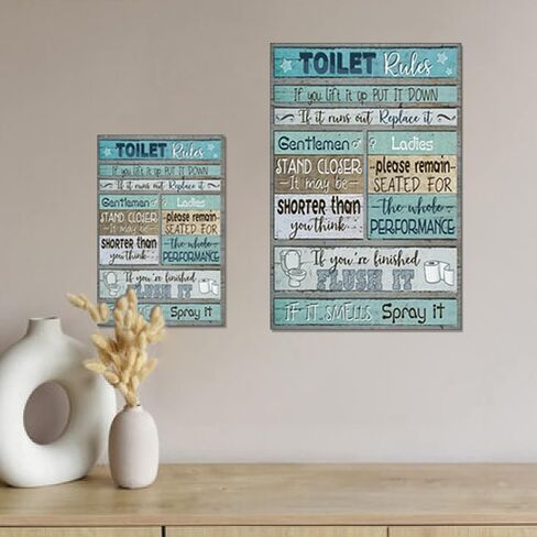 1PC Toilet Rules Canvas Art, Wall Decor for Living Room & Bedroom, 30 * 45cm/12 * 18inches Unframed in Saudi Arabia