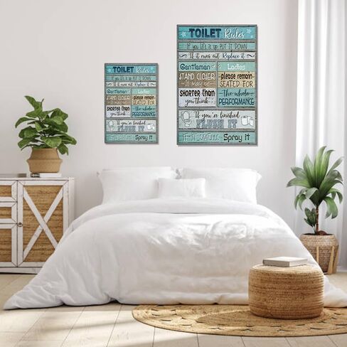 1PC Toilet Rules Canvas Art, Wall Decor for Living Room & Bedroom, 30 * 45cm/12 * 18inches Unframed in Saudi Arabia