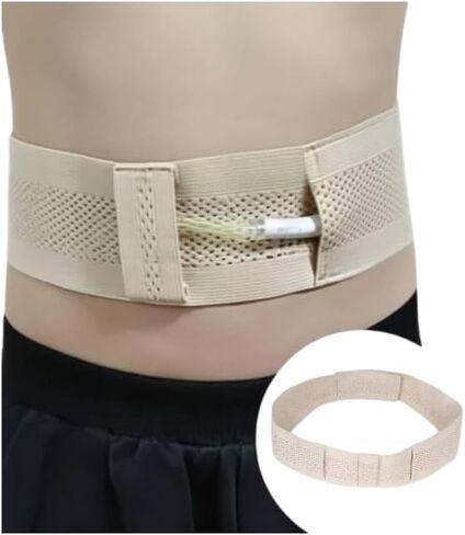 قسطرة غسيل الكلى بأحزمة PD قابلة للتنفس، حزام غسيل الكلى البريتوني القابل للتمدد للرجال والنساء، حزام أنبوب التغذية، حزام قسطرة PD، (متوسط ​​28 بوصة - 39 بوصة) بيج in Kuwait