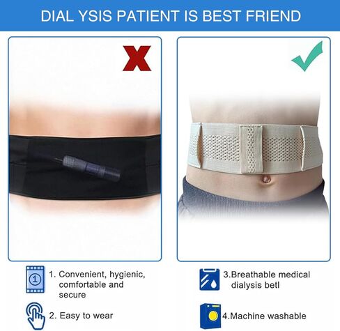 قسطرة غسيل الكلى بأحزمة PD قابلة للتنفس، حزام غسيل الكلى البريتوني القابل للتمدد للرجال والنساء، حزام أنبوب التغذية، حزام قسطرة PD، (متوسط ​​28 بوصة - 39 بوصة) بيج in Kuwait