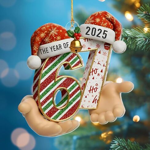 سانتا يقول ستة سبعة زخرفة عيد الميلاد 2025 - زخرفة مضحكة 67 ميمي، الحلي عيد الميلاد مضحك 2025 - سانتا الحلي لشجرة عيد الميلاد - تخزين المواد للمراهقين - الفتيات في سن المراهقة الاشياء العصرية in Kuwait