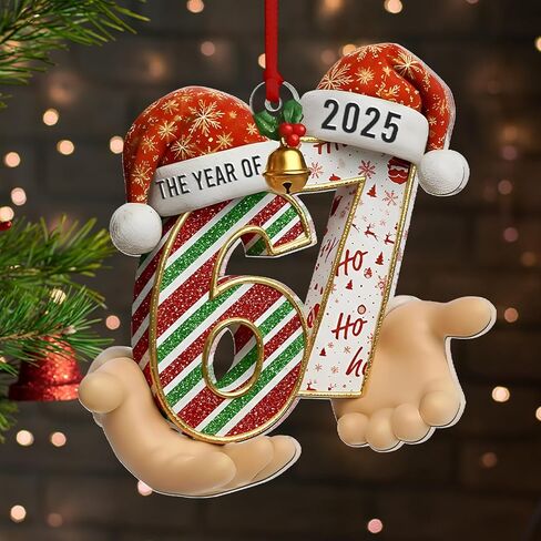 سانتا يقول ستة سبعة زخرفة عيد الميلاد 2025 - زخرفة مضحكة 67 ميمي، الحلي عيد الميلاد مضحك 2025 - سانتا الحلي لشجرة عيد الميلاد - تخزين المواد للمراهقين - الفتيات في سن المراهقة الاشياء العصرية in Kuwait