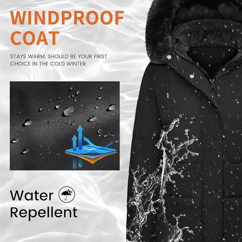 Women's Thicken Puffer Coat Winter Warm Fleece Quilted Jacket Padded Parka Coat with Removable Hood in Saudi Arabia