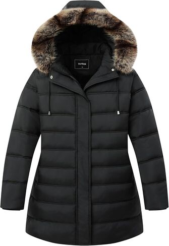 Women’s Plus Size Down Jacket Puffer Coat | Windproof, Waterproof, Detachable Hood, Insulated for Winter Travel in Kuwait