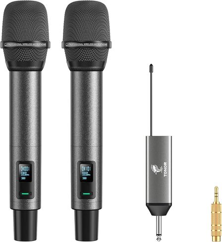 نظام ميكروفون لاسلكي TONOR، مسح تلقائي وإقران ميكروفون كاريوكي قابل لإعادة الشحن UHF، 2 × 100 ميكروفون ديناميكي احترافي لاسلكي للغناء في حفلات الزفاف DJ مع حجم قابل للتعديل، كتم صوت سريع 262 قدم TW550 in Kuwait
