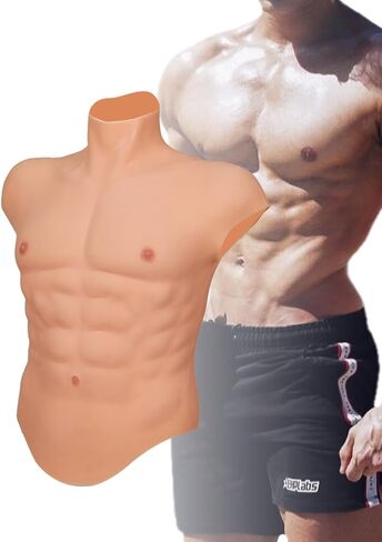 Silicone Muscle Suit High Collar Fake Male Chest Abdomen Custume Realistic Cosplay Transgender Props in Kuwait