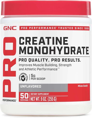 GNC Pro Performance Creatine Monohydrate Powder for Women & Men, 5g Creatine Per Serving, Muscle Building, Energy Production, Endurance, Performance, 50 Servings in Saudi Arabia