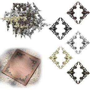 60Pcs Vintage Metal Book Corner Protectors - Retro Antique Edge Guards for Scrapbooking, Photo Albums, Jewelry Boxes, Decorative DIY Craft Embellishments (5 Colors) in Kuwait