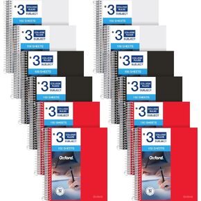 دفتر ملاحظات أكسفورد 3 موضوعات مسطر بالكلية - 3 عبوات - غطاء بولي - مقاوم للماء - 150 ورقة - دفاتر ملاحظات مسطرة بالكلية - الأسود والأحمر والأبيض in Kuwait
