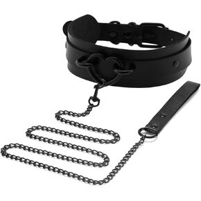 طوق أسود على شكل قلب للنساء، مجموعة سلسلة جسم على شكل قلادة من جلد البولي يوريثان لملحقات Punk Emo Y2K التأثيرية in Kuwait