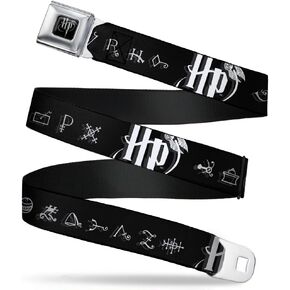 Buckle-Down Seatbelt Belt - Harry Potter Logo/Symbology Black/White - 1.0" Wide - 20-36 Inches in Length in Saudi Arabia