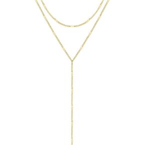 قلادة Zeffy Lariat الذهبية للنساء، قلادة طويلة أنيقة 14 قيراط مطلية بالذهب/الفضة بطبقات تشيكوسلوفاكيا مطرزة بسلسلة على شكل حرف Y، سلسلة مكدسة، قلادة زفاف عصرية بسيطة، هدايا مجوهرات ذهبية in Kuwait