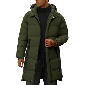 HEEKPEK Men's Hood Puffy Quilted Jacket Winter Warm Long Puffer Coat Windproof Full Zip Thicken Outerwear with 4 Pockets in Kuwait