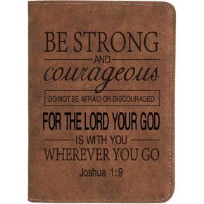 Christian Gifts Leather Passport Holder for Men Personalized Engraved Passport Holder,Bible Verse Faith Religious Birthday Inspiring Gifts (Joshua 1:9) in Saudi Arabia