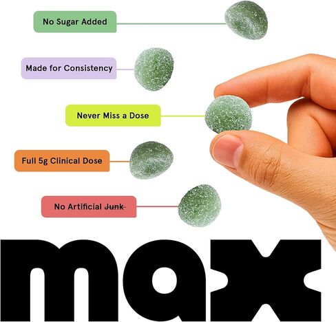 MAX Sugar Free Creatine Monohydrate Gummies - 5g Per Serving, 120 Count - Vegan, Lab Verified, Nothing Artificial – Sour Green Apple in Saudi Arabia
