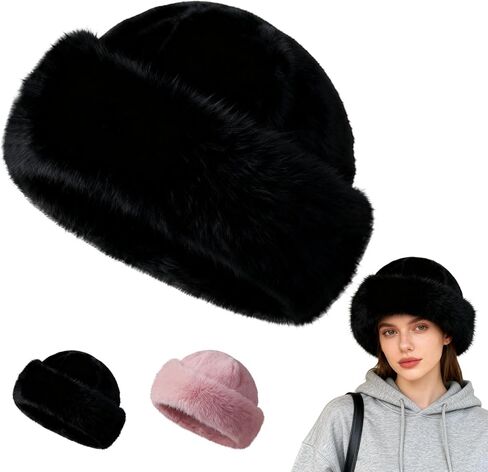 Faux Fur Bucket Hat,Womens Winter Plush Fluffy Furry Mink Hats Warm Thickened Fisherman Cap,Warmth Fuzzy Bucket Hat in Kuwait