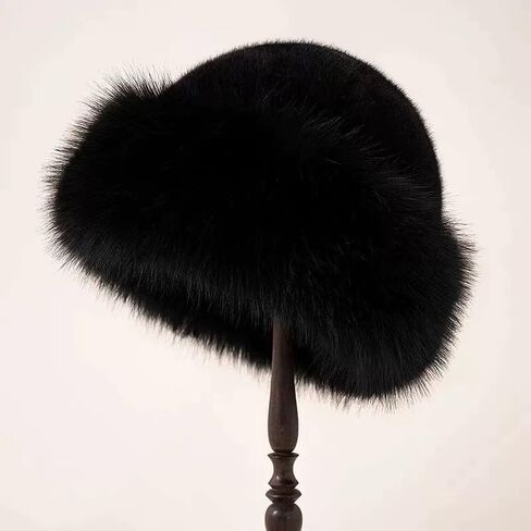 2pcs Womens Winter Faux Fur Bucket Hat, Warm Faux Mink Plush Hat Fluffy Fisherman Fuzzy Bucket Hat Russian Hat for Outdoor（Black+ Coffee） in Saudi Arabia