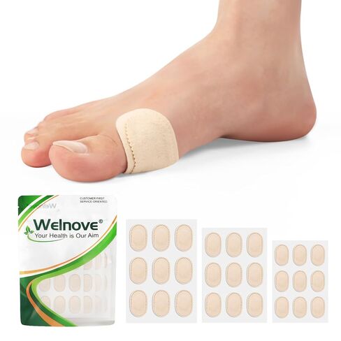 Welnove Bunion Pads to Wear with Shoes - 27 Pcs Moleskin for Feet - Bunion Cushions for Women Men, All-Day Comfort & Protection, Water-Resistant - Beige, Multi-Size in Saudi Arabia