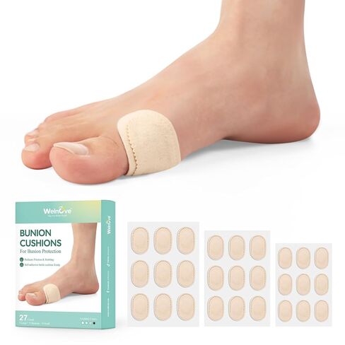 Welnove Bunion Pads to Wear with Shoes - 27 Pcs Moleskin for Feet - Bunion Cushions for Women Men, All-Day Comfort & Protection, Water-Resistant - Beige, Multi-Size in Saudi Arabia