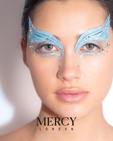 Snow Queen Face Jewels by Mercy London Ice Queen Costume Accessories Face Gems Jewels All in One Halloween Stick On Sticker in Saudi Arabia