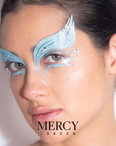 Snow Queen Face Jewels by Mercy London Ice Queen Costume Accessories Face Gems Jewels All in One Halloween Stick On Sticker in Saudi Arabia