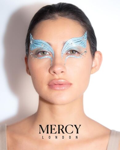 Snow Queen Face Jewels by Mercy London Ice Queen Costume Accessories Face Gems Jewels All in One Halloween Stick On Sticker in Saudi Arabia