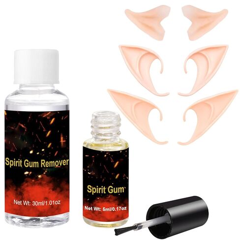 Elf Ears and Spirit Gum Kit includes 3 Pairs Soft Pixie Fairy Ears, Cosmetic Glue Adhesive and Remover, Cosplay Makeup Glue and Fake Ear Sfx Makeup Kit in Saudi Arabia