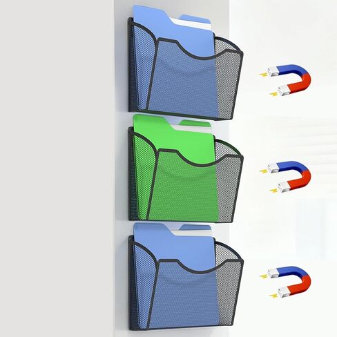 3 Pack Wall File Organizer, Mesh Hanging Metal Vertical Wall Mounted File Holder for Office/Home in Saudi Arabia