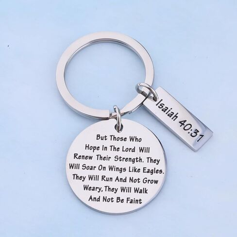 FEELMEM Christian Keychain Soar on Wings Like Eagles Isaiah 40:31 Bible Verse Keychain Religious Jewelry Encouragement Gift in Saudi Arabia