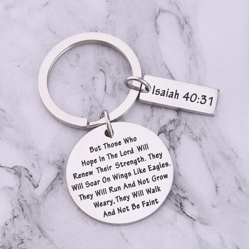 FEELMEM Christian Keychain Soar on Wings Like Eagles Isaiah 40:31 Bible Verse Keychain Religious Jewelry Encouragement Gift in Saudi Arabia