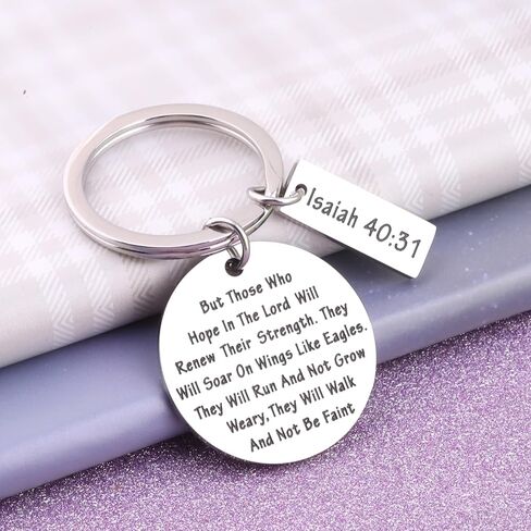 FEELMEM Christian Keychain Soar on Wings Like Eagles Isaiah 40:31 Bible Verse Keychain Religious Jewelry Encouragement Gift in Saudi Arabia