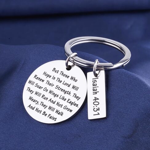 FEELMEM Christian Keychain Soar on Wings Like Eagles Isaiah 40:31 Bible Verse Keychain Religious Jewelry Encouragement Gift in Saudi Arabia