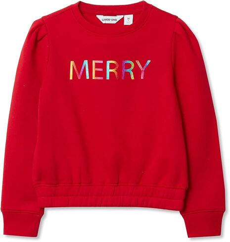 Lands' End Girls Puff Shoulder Crew Neck Sweatshirt in Saudi Arabia