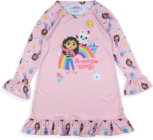 INTIMO Gabby's Dollhouse Pajama Toddler Girl's A-meowzing Long Sleeve Ruffle Nightgown in Saudi Arabia