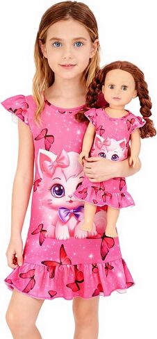 GRPSKCOS Doll and Girl Matching Nightgown Mermaid Pajamas Sleepwear Nightgown for Girls and 18" Dolls Clothes in Saudi Arabia