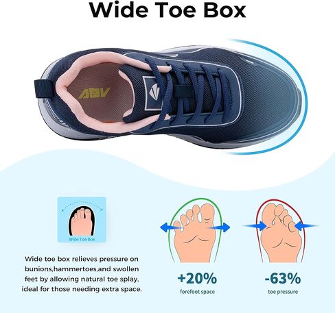 MAFEKE Womens Wide Toe Box Walking Shoes Arch Support Orthotic Sneakers Wide Width Tennis Shoes for Plantar Fasciitis Bunions US 6.5-11 in Saudi Arabia