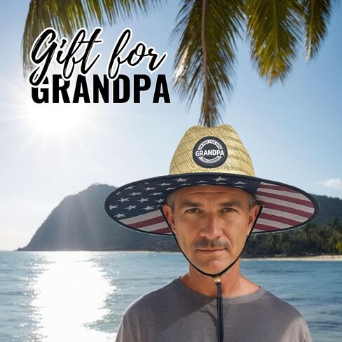 Grandpa Gifts for Men, Men's Tides Pierside Lifeguard Beach Sun Straw Hat, Grandpa Natural in Saudi Arabia