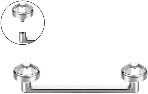 Staple Surface Piercing 12mm Bar Titanium F136,14 Gauge, 4mm Clear Crystal Ends in Saudi Arabia