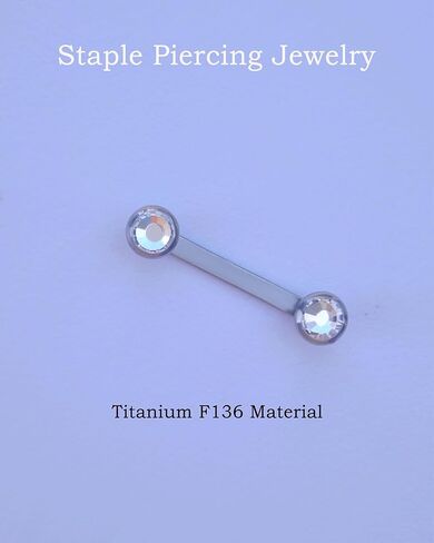 Staple Surface Piercing 12mm Bar Titanium F136,14 Gauge, 4mm Clear Crystal Ends in Saudi Arabia