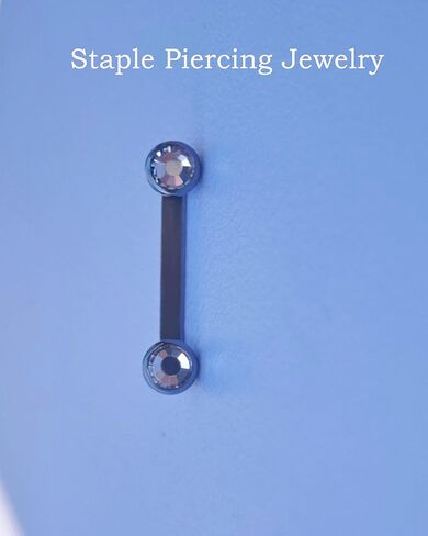Staple Surface Piercing 12mm Bar Titanium F136,14 Gauge, 4mm Clear Crystal Ends in Saudi Arabia