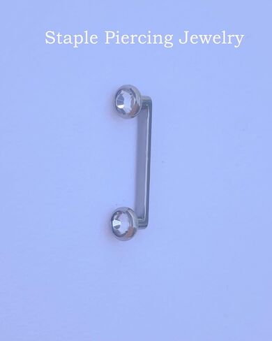 Staple Surface Piercing 12mm Bar Titanium F136,14 Gauge, 4mm Clear Crystal Ends in Saudi Arabia
