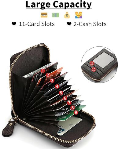 Small Credit Card Holder Lightweight Vegan Leather Accordion Zipper Card Wallet Fashion Rfid Wallet for Women in Saudi Arabia
