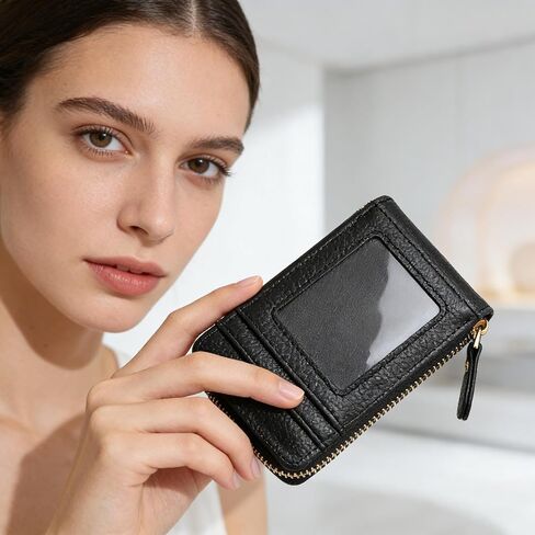 Small Credit Card Holder Lightweight Vegan Leather Accordion Zipper Card Wallet Fashion Rfid Wallet for Women in Saudi Arabia