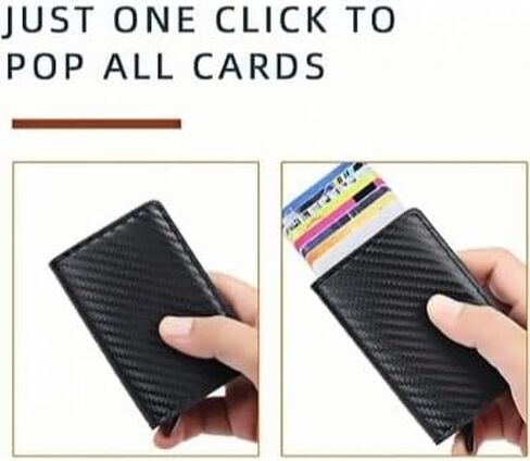 1 حزمة محفظة بسيطة للرجال RFID حجب المحفظة المعدنية مع فتحة للنقود المنبثقة صندوق بطاقة العمل سعة 6-10 بطاقة - هدايا عيد الميلاد للرجال in Saudi Arabia