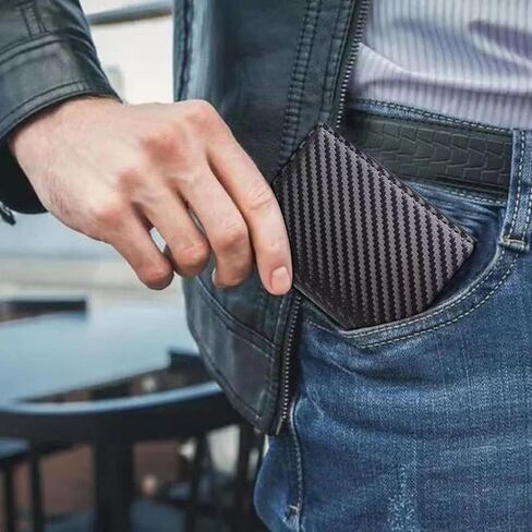 1 حزمة محفظة بسيطة للرجال RFID حجب المحفظة المعدنية مع فتحة للنقود المنبثقة صندوق بطاقة العمل سعة 6-10 بطاقة - هدايا عيد الميلاد للرجال in Saudi Arabia
