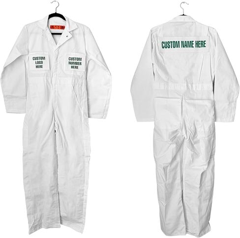Caddie Adults Uniform Custom Golf Outfit (White) - Caddy Jumpsuit w/2 Front Pocket Patches,1 Back Patch in Saudi Arabia